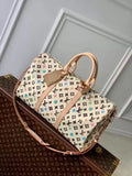 LV M24901 Louis Vuitton Keepall Bandouliere 50 Travel Bag White Multicolor