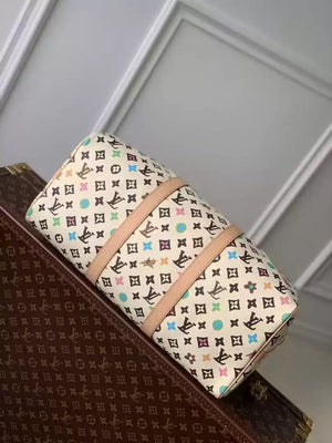 LV M24901 Louis Vuitton Keepall Bandouliere 50 Travel Bag White Multicolor - Default Title - View 4