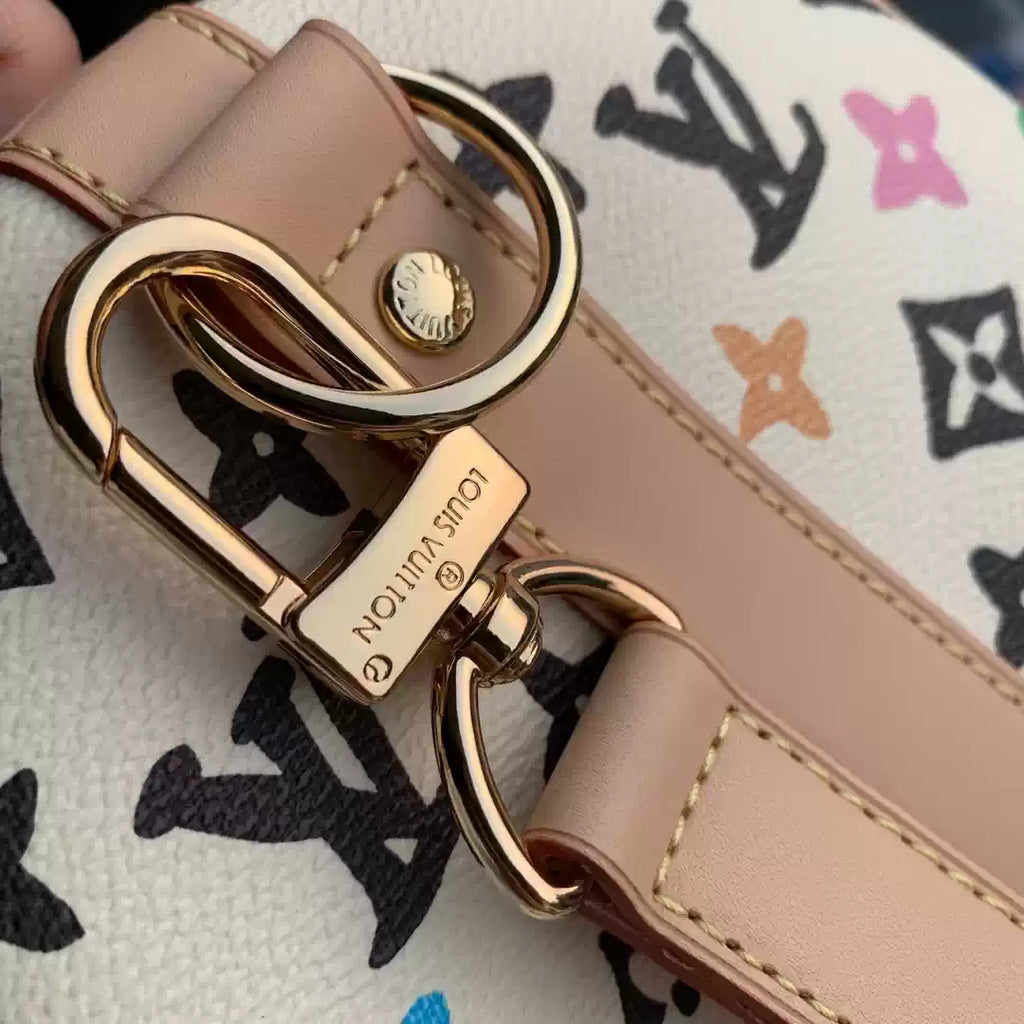 LV M24901 Louis Vuitton Keepall Bandouliere 50 Travel Bag White Multicolor