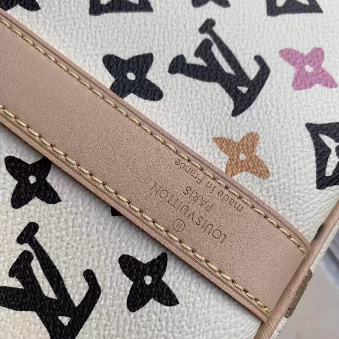 LV M24901 Louis Vuitton Keepall Bandouliere 50 Travel Bag White Multicolor - Default Title - View 6