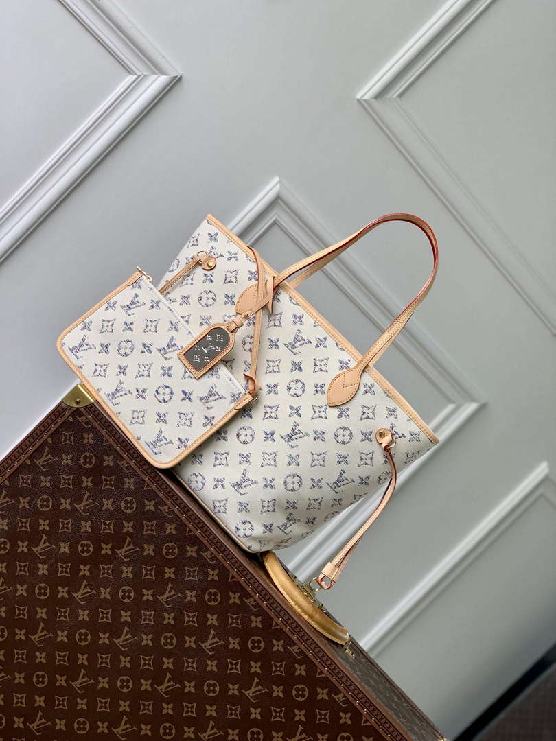 LV M24905 Louis Vuitton Neverfull MM Bag Multicolor Beige - Default Title - View 1
