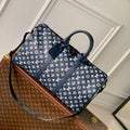 LV M24953 Louis Vuitton Keepall Bandouliere 50 Travel Bag Ink Blue/White - Default Title - View 1