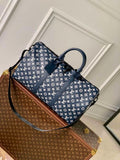 LV M24953 Louis Vuitton Keepall Bandouliere 50 Travel Bag Ink Blue/White