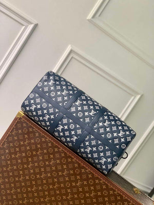 LV M24953 Louis Vuitton Keepall Bandouliere 50 Travel Bag Ink Blue/White - Default Title - View 4