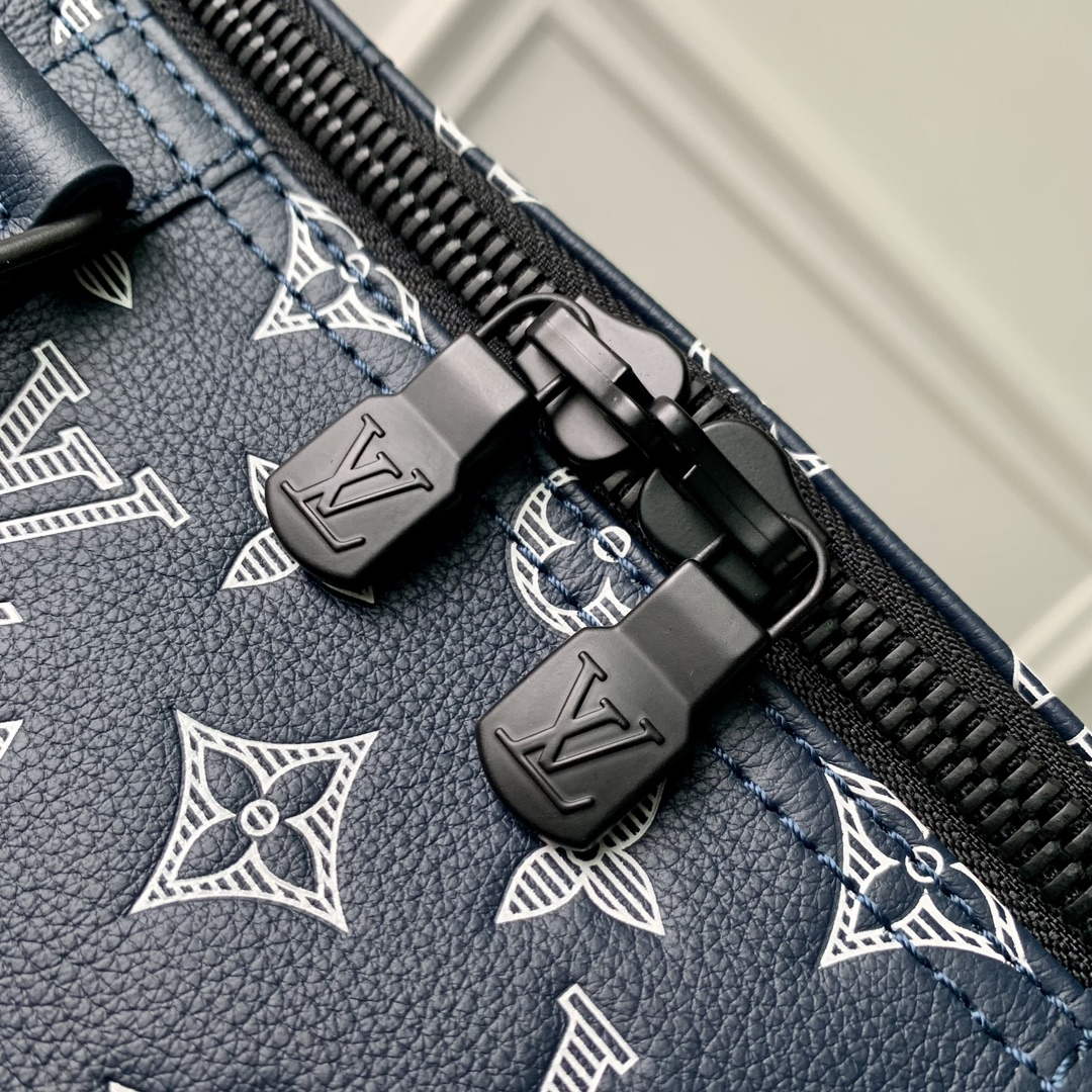 LV M24953 Louis Vuitton Keepall Bandouliere 50 Travel Bag Ink Blue/White