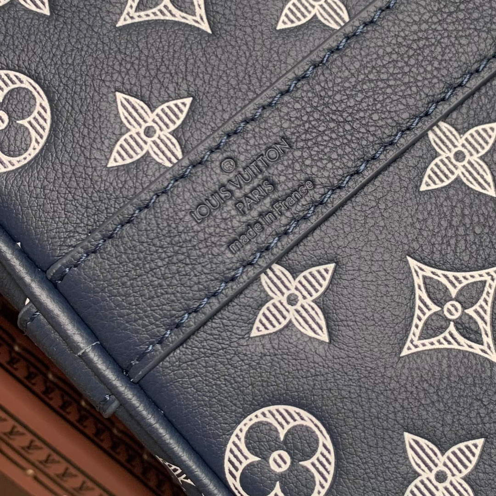 LV M24953 Louis Vuitton Keepall Bandouliere 50 Travel Bag Ink Blue/White