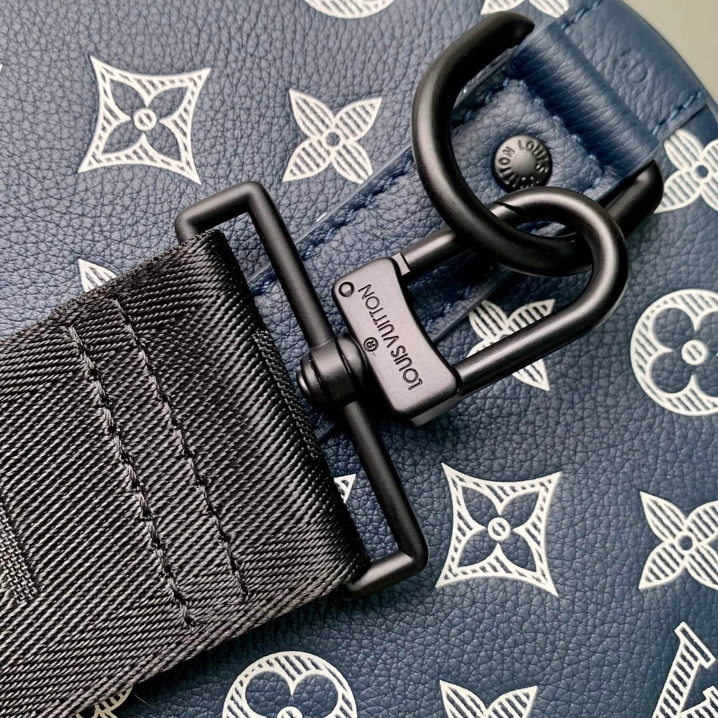 LV M24953 Louis Vuitton Keepall Bandouliere 50 Travel Bag Ink Blue/White