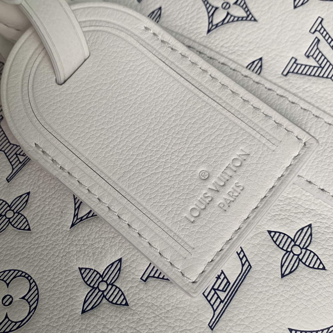 LV M24954 Louis Vuitton Keepall Bandouliere 50 Travel Bag White/Navy Blue - Default Title - View 5
