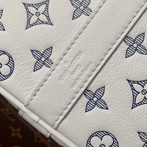 LV M24954 Louis Vuitton Keepall Bandouliere 50 Travel Bag White/Navy Blue - Default Title - View 8