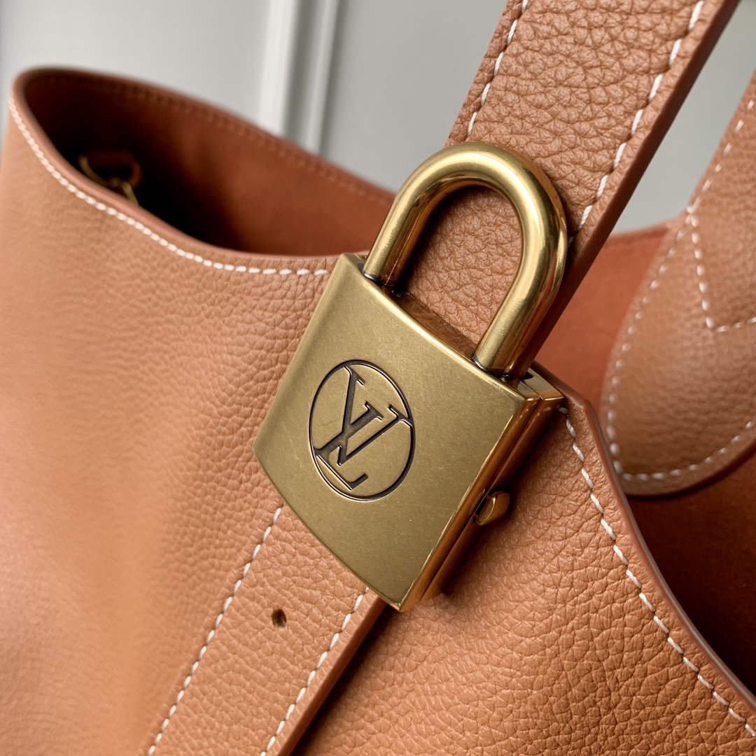 LV M24974 Louis Vuitton Low Key Hobo MM Handbag Cognac Brown - Default Title - View 6