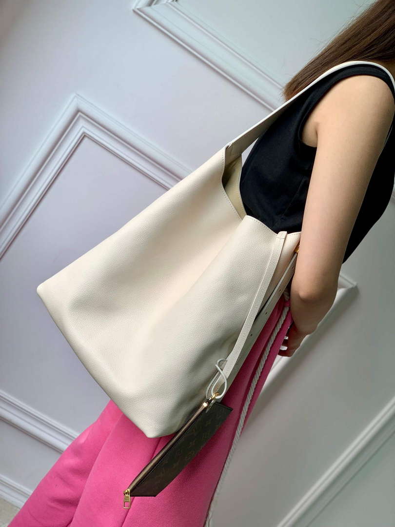 LV M25022 Louis Vuitton Low Key Hobo MM Handbag Limestone Gray - Default Title - View 2