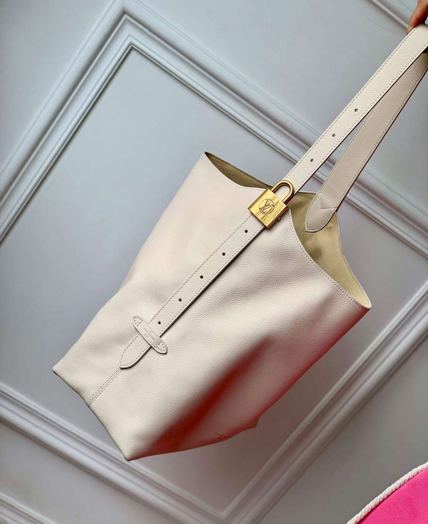 LV M25022 Louis Vuitton Low Key Hobo MM Handbag Limestone Gray - Default Title - View 3