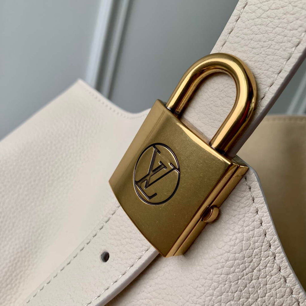 LV M25022 Louis Vuitton Low Key Hobo MM Handbag Limestone Gray