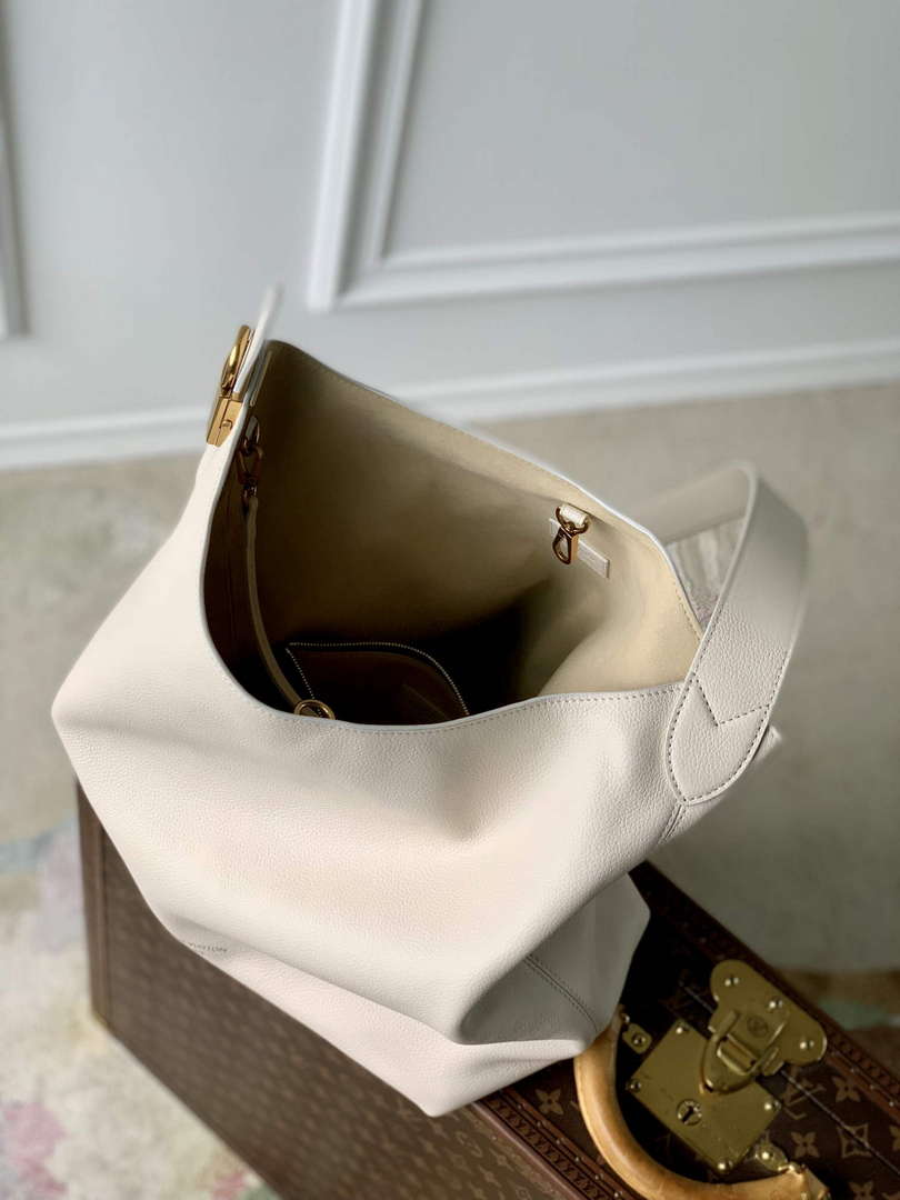 LV M25022 Louis Vuitton Low Key Hobo MM Handbag Limestone Gray - Default Title - View 9