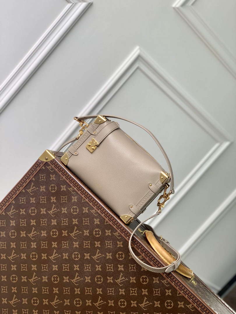 LV M25072 Louis Vuitton Side Trunk MM Handbag Taupe - Default Title - View 1