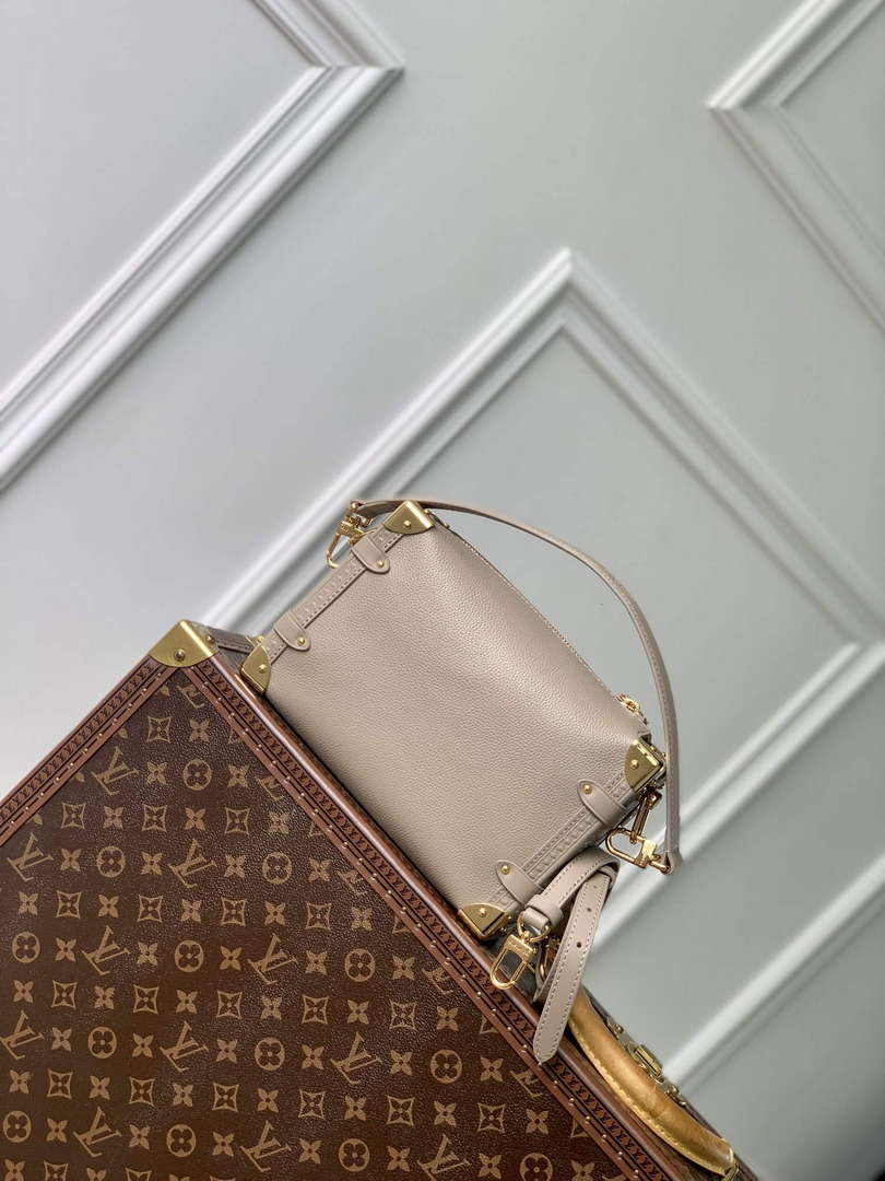 LV M25072 Louis Vuitton Side Trunk MM Handbag Taupe