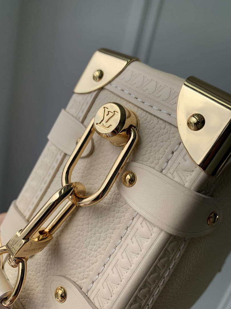 LV M25072 Louis Vuitton Side Trunk MM Handbag Taupe