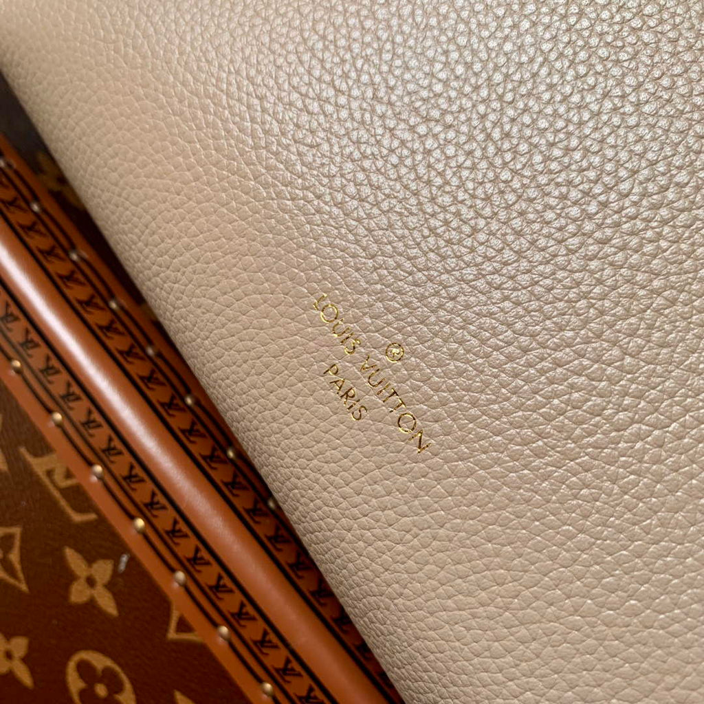 LV M25072 Louis Vuitton Side Trunk MM Handbag Taupe