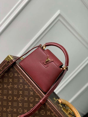 LV M25128 Louis Vuitton Capucines Mini Handbag Griotte Red - Default Title - View 1