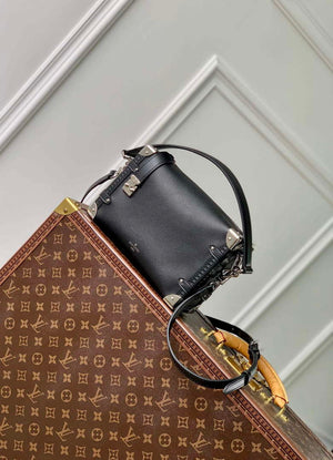 LV M25160 Louis Vuitton Side Trunk MM Handbag Black - Default Title - View 1