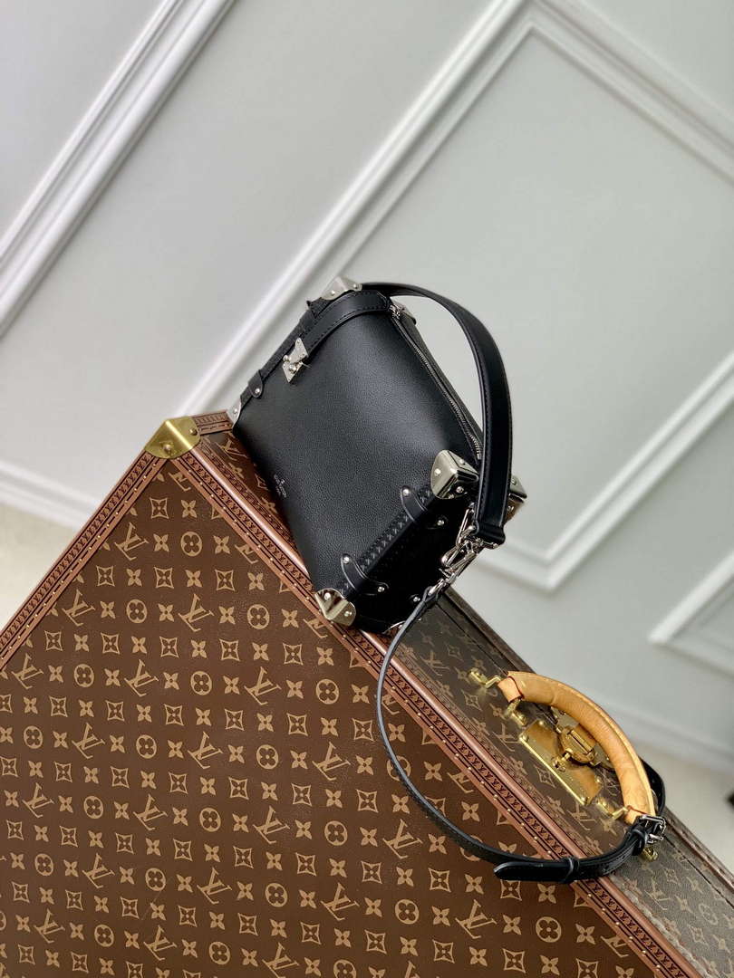 LV M25160 Louis Vuitton Side Trunk MM Handbag Black - Default Title - View 2