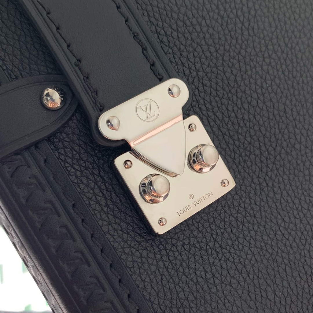 LV M25160 Louis Vuitton Side Trunk MM Handbag Black