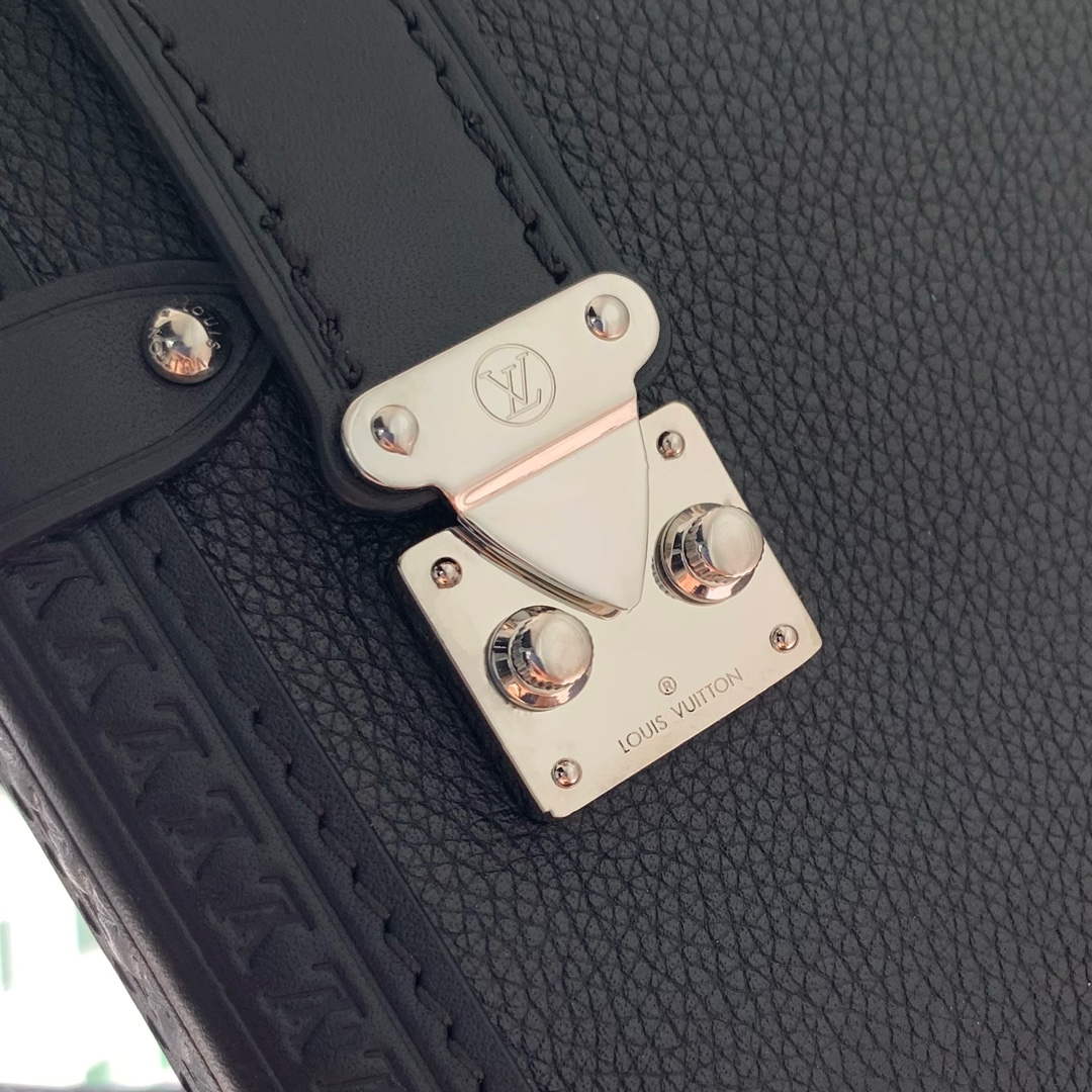 LV M25160 Louis Vuitton Side Trunk MM Handbag Black