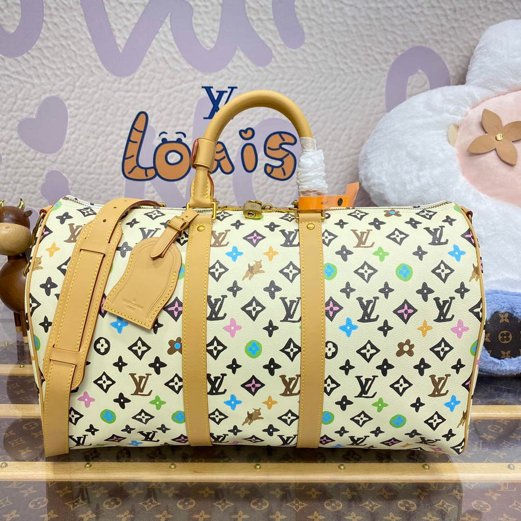 LV M25233 Louis Vuitton Keepall Bandouliere 45 Travel Bag Vanilla