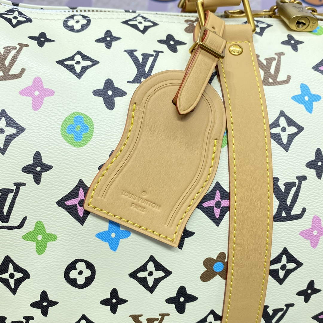 LV M25233 Louis Vuitton Keepall Bandouliere 45 Travel Bag Vanilla