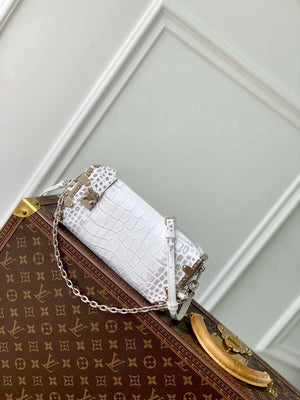 LV M25445 Louis Vuitton Slim Trunk Bag Crocodile Pattern White - Default Title - View 1