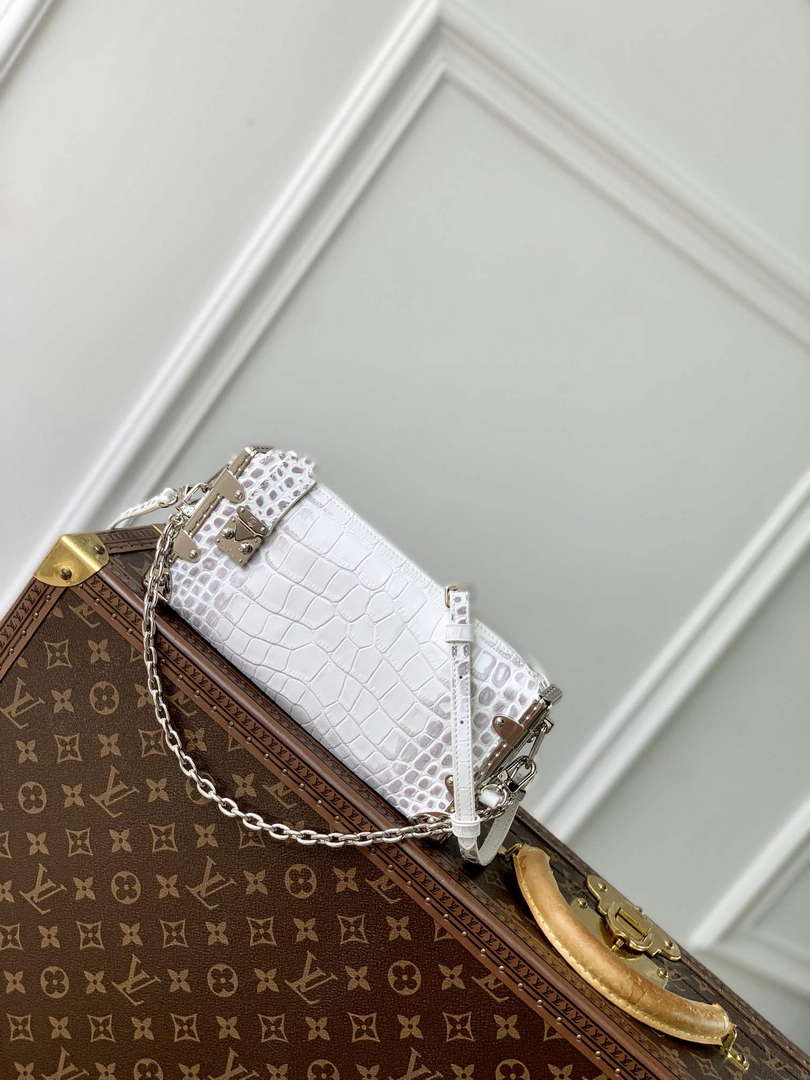 LV M25445 Louis Vuitton Slim Trunk Bag Crocodile Pattern White - Default Title - View 1