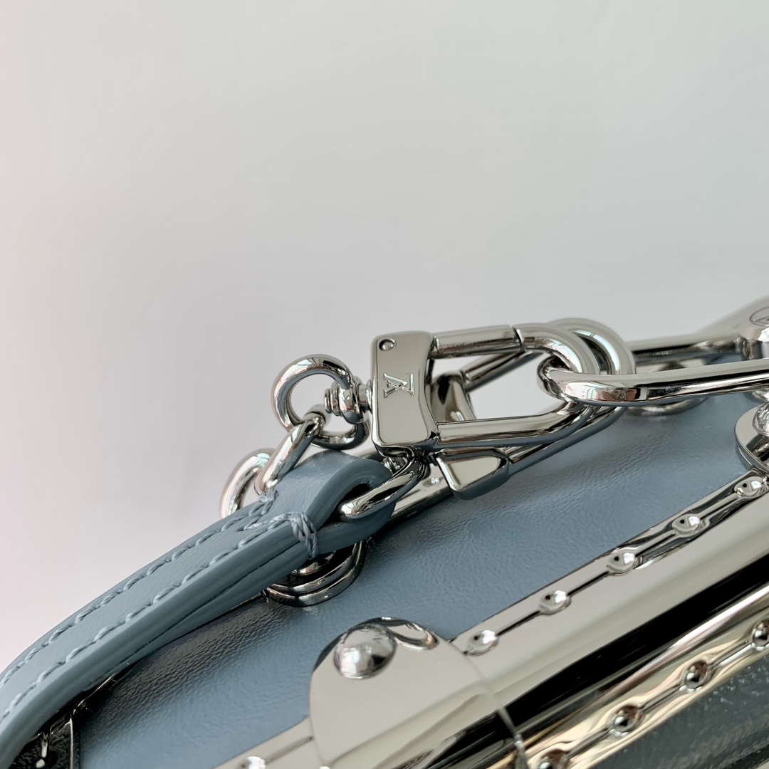 LV M25445 Louis Vuitton Slim Trunk Bag Gray Blue
