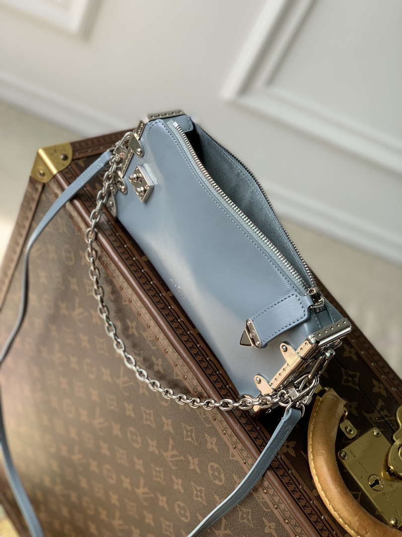 LV M25445 Louis Vuitton Slim Trunk Bag Gray Blue