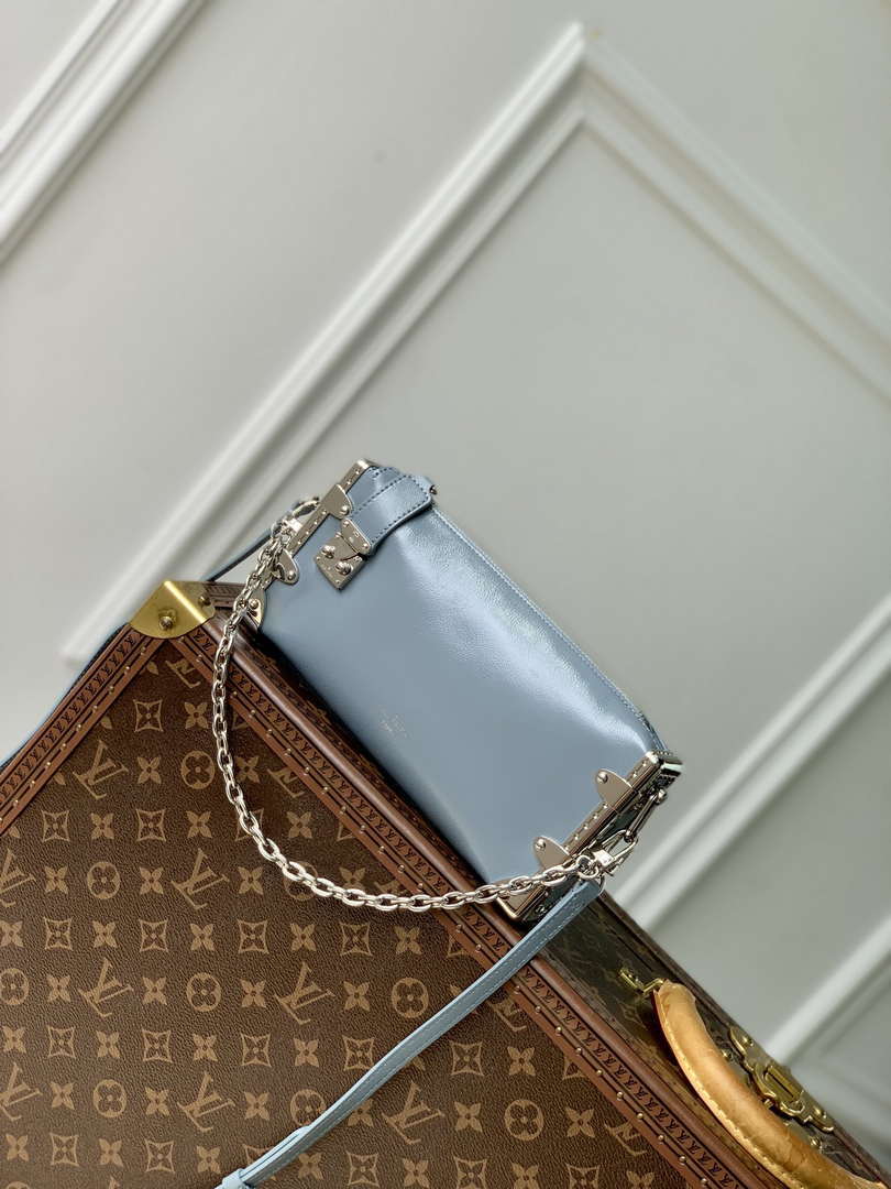LV M25445 Louis Vuitton Slim Trunk Bag Gray Blue