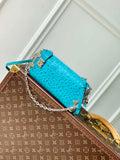 LV M25445 Louis Vuitton Slim Trunk Bag Ostrich Pattern Royal blue