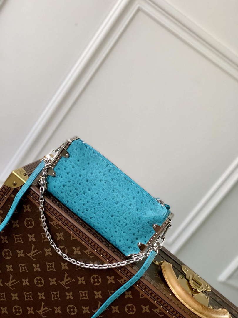 LV M25445 Louis Vuitton Slim Trunk Bag Ostrich Pattern Royal blue