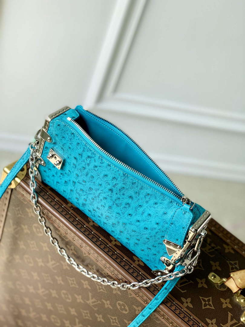 LV M25445 Louis Vuitton Slim Trunk Bag Ostrich Pattern Royal blue
