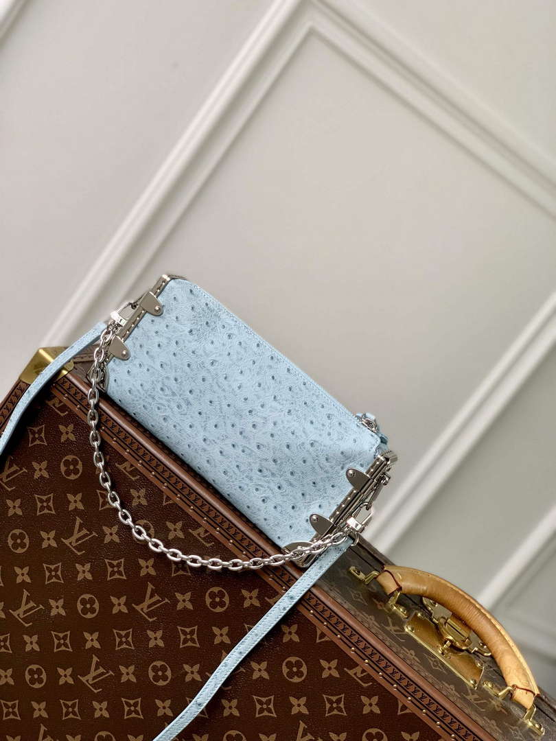 LV M25445 Louis Vuitton Slim Trunk Bag Ostrich Pattern Sky blue
