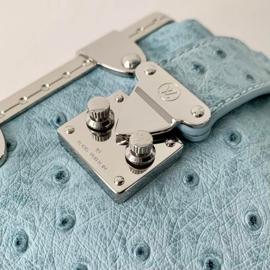 LV M25445 Louis Vuitton Slim Trunk Bag Ostrich Pattern Sky blue
