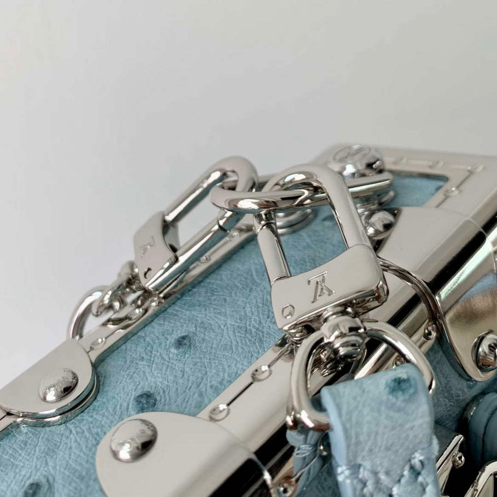 LV M25445 Louis Vuitton Slim Trunk Bag Ostrich Pattern Sky blue