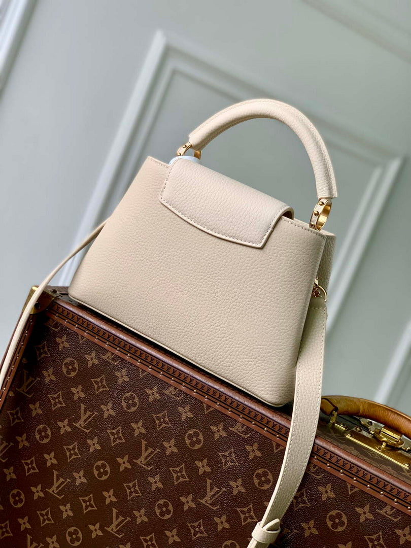 LV M25461 Louis Vuitton Capucines BB Bag Sable/Quartz Taurillon leather