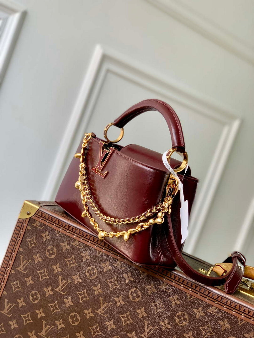 LV M25473 Louis Vuitton Capucines East-West BB Bag Grenat Red