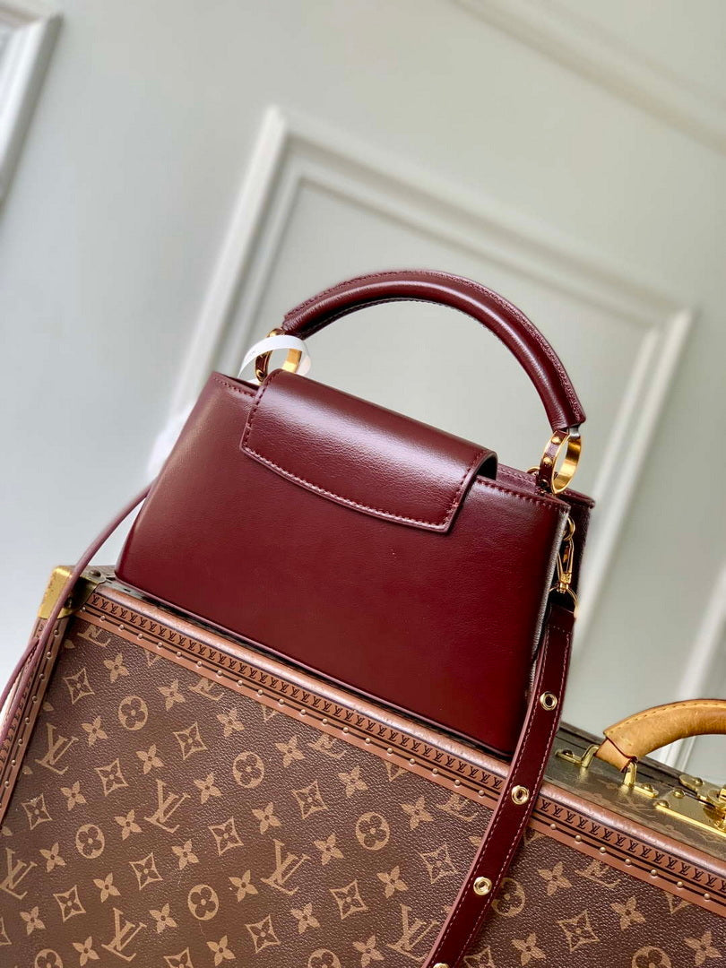 LV M25473 Louis Vuitton Capucines East-West BB Bag Grenat Red