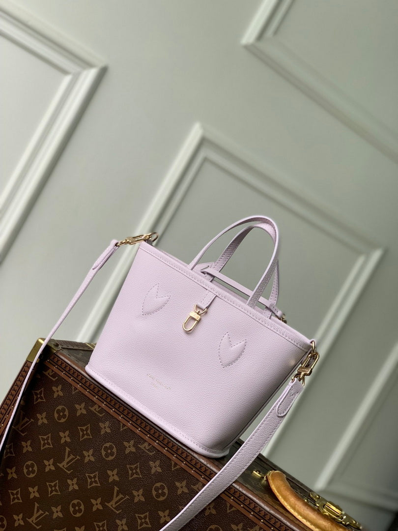 LV M25656 Louis Vuitton Neverfull Bandouliere Inside Out BB Bag Misty Lilac