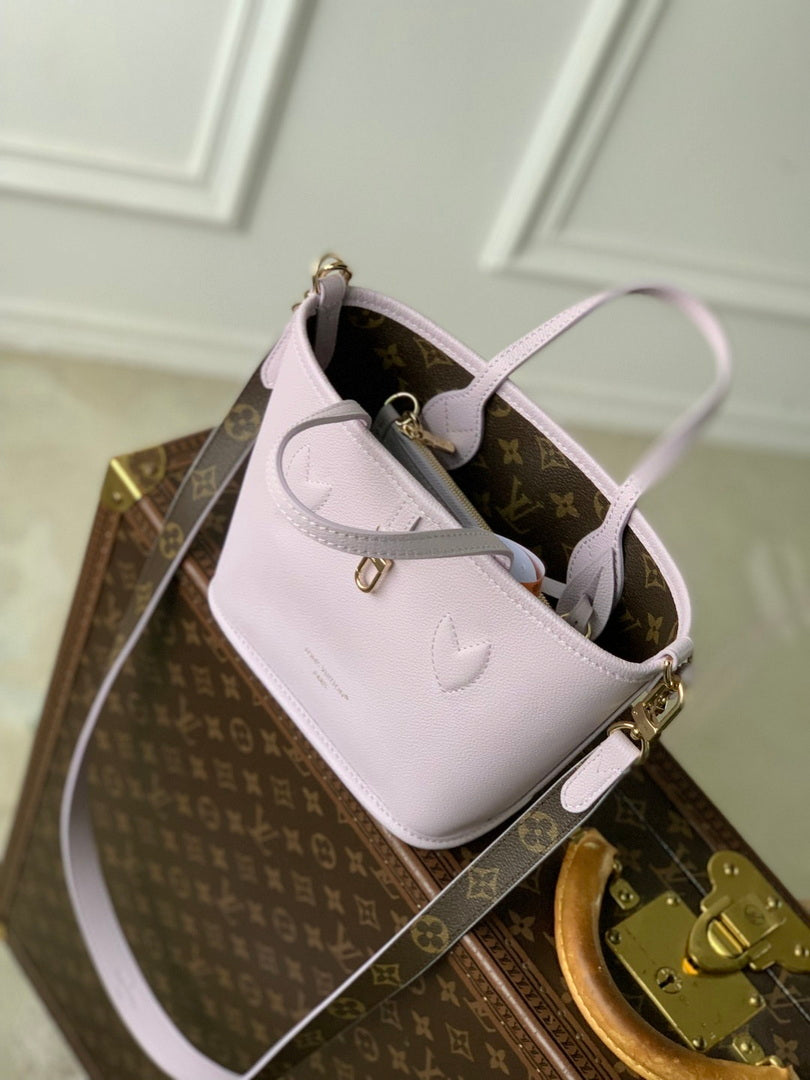 LV M25656 Louis Vuitton Neverfull Bandouliere Inside Out BB Bag Misty Lilac