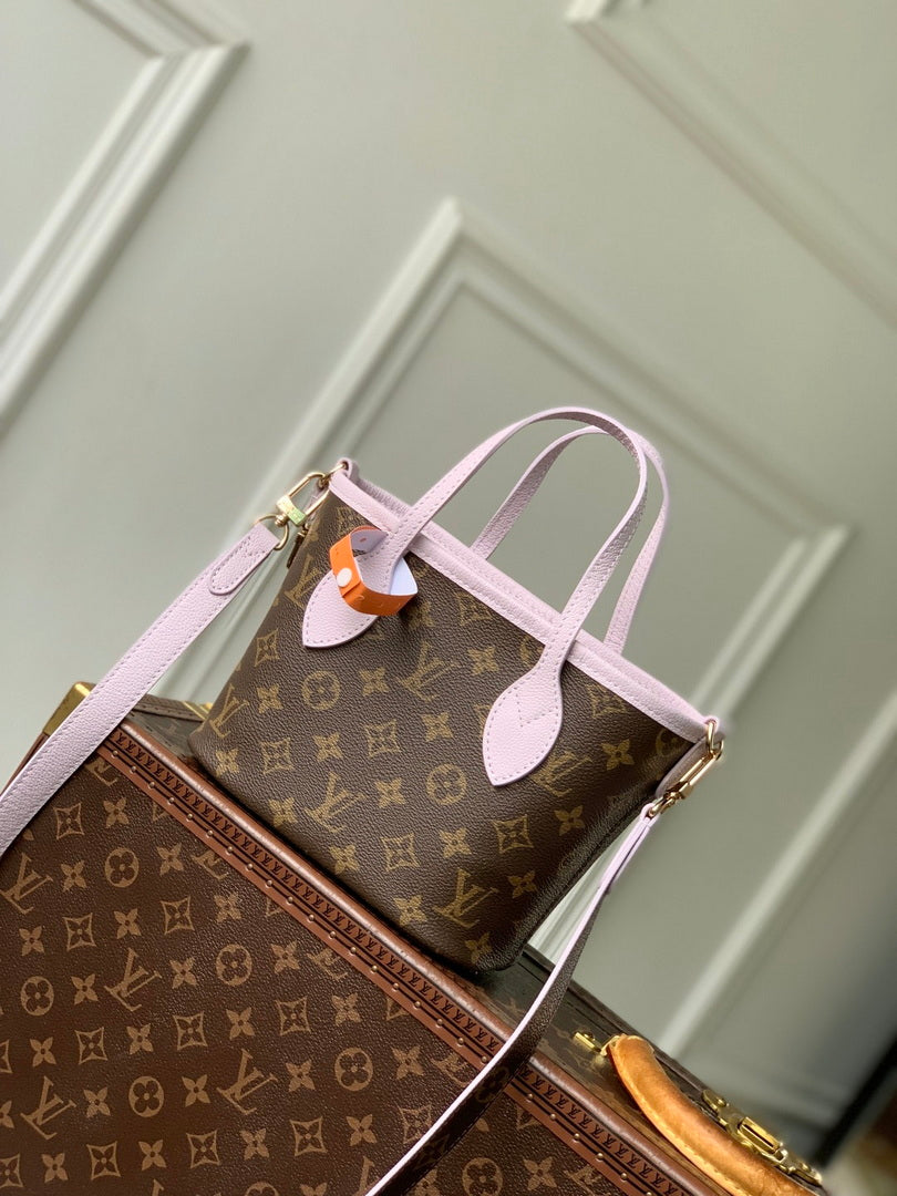 LV M25656 Louis Vuitton Neverfull Bandouliere Inside Out BB Bag Misty Lilac