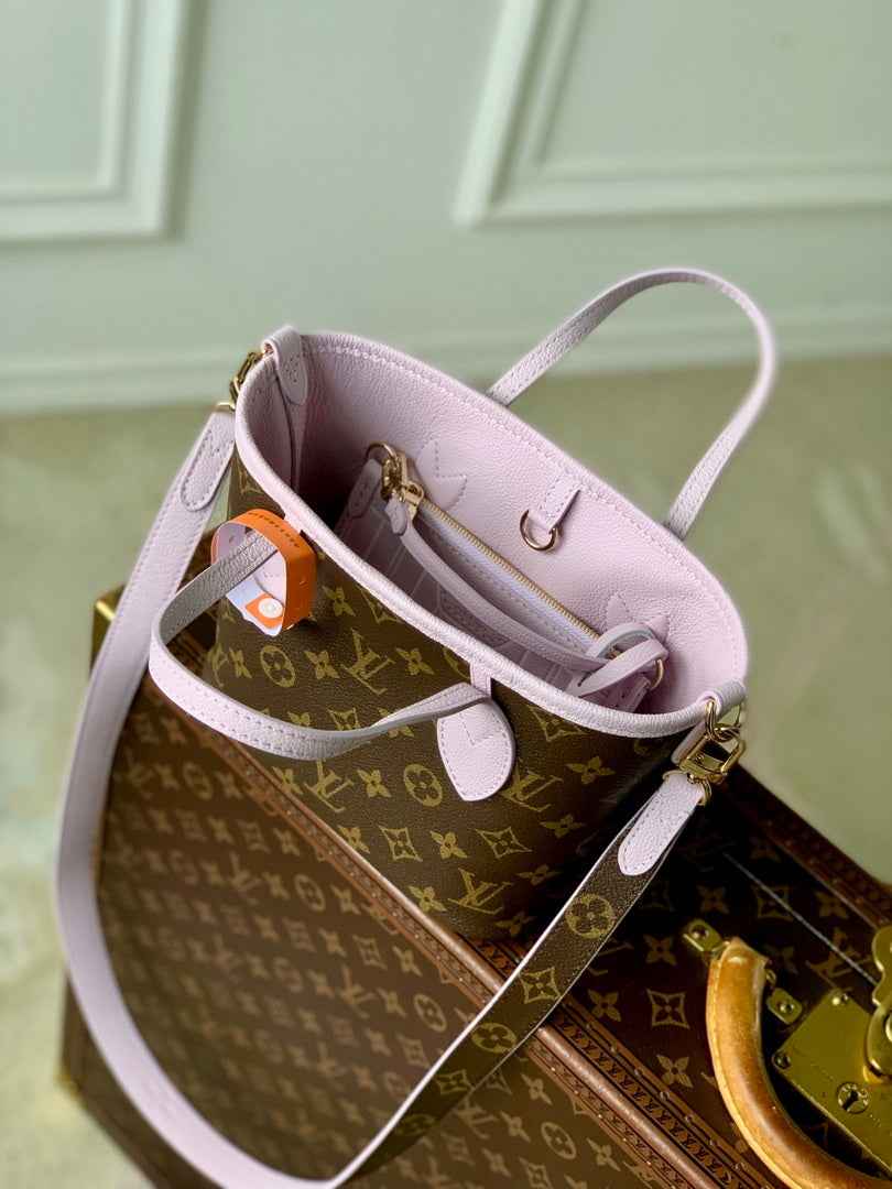 LV M25656 Louis Vuitton Neverfull Bandouliere Inside Out BB Bag Misty Lilac