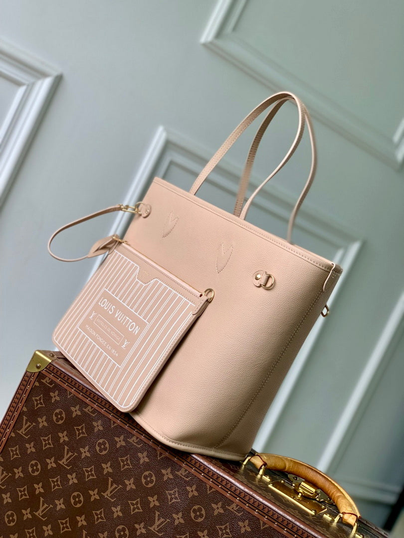 LV M25665 Louis Vuitton Neverfull Inside Out MM Bag Dune/Hazelnut