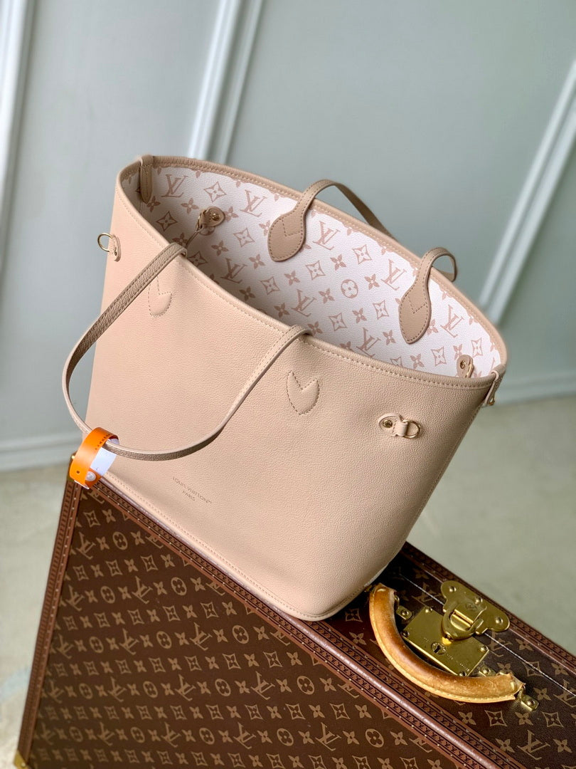 LV M25665 Louis Vuitton Neverfull Inside Out MM Bag Dune/Hazelnut