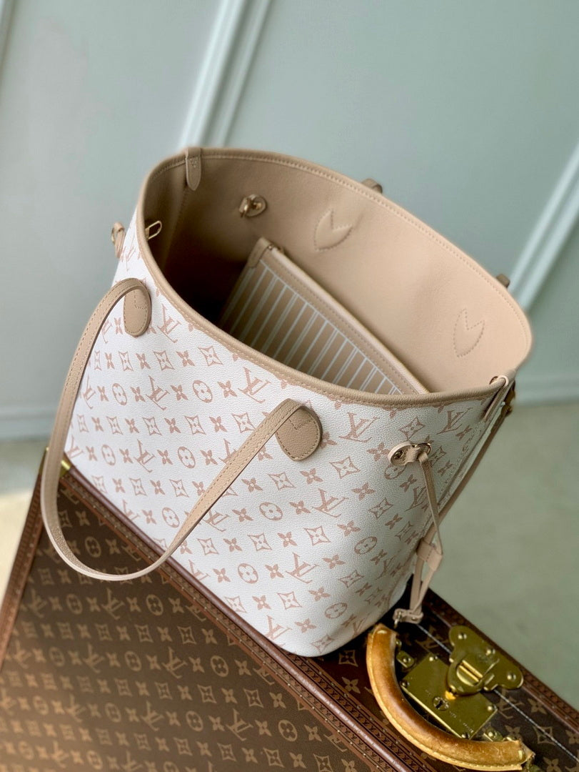 LV M25665 Louis Vuitton Neverfull Inside Out MM Bag Dune/Hazelnut